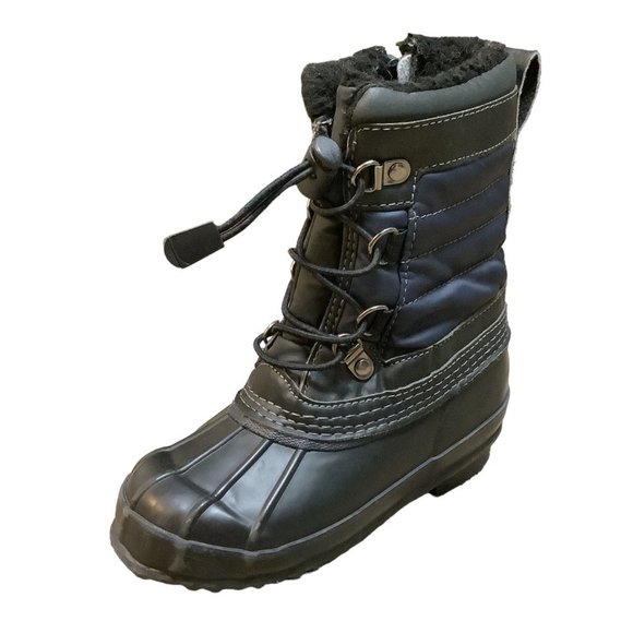 LANDS' END BOYS Black & Blue Winter Snow Boot Drawstring Round Toe- Size 11M - Picture 1 of 7